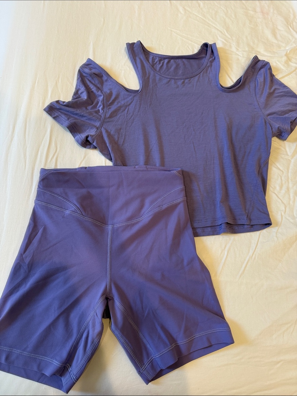 Purple Active Set - Crop Tee & High-Waist Bike Shorts